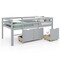 Costway Twin Size Low Loft Bed with 3 Drawers Ladder & Full-length Guardrails Storage White/Grey